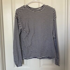 White & Navy Striped Long Sleeve